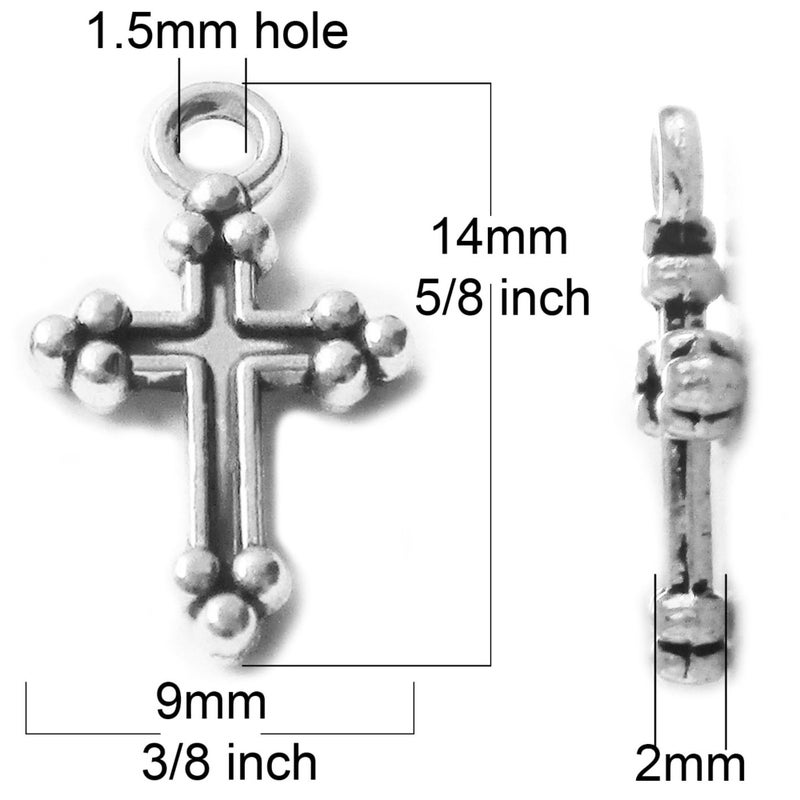Heather's cf Silver Small Crosses Mini Cross Charms Variety Cross Beads for Bracelets Craft 1 Inch Cross Charm Bulk Cross Pendant Jewelry Making(Tiny silver 200pcs cross) - Image 3